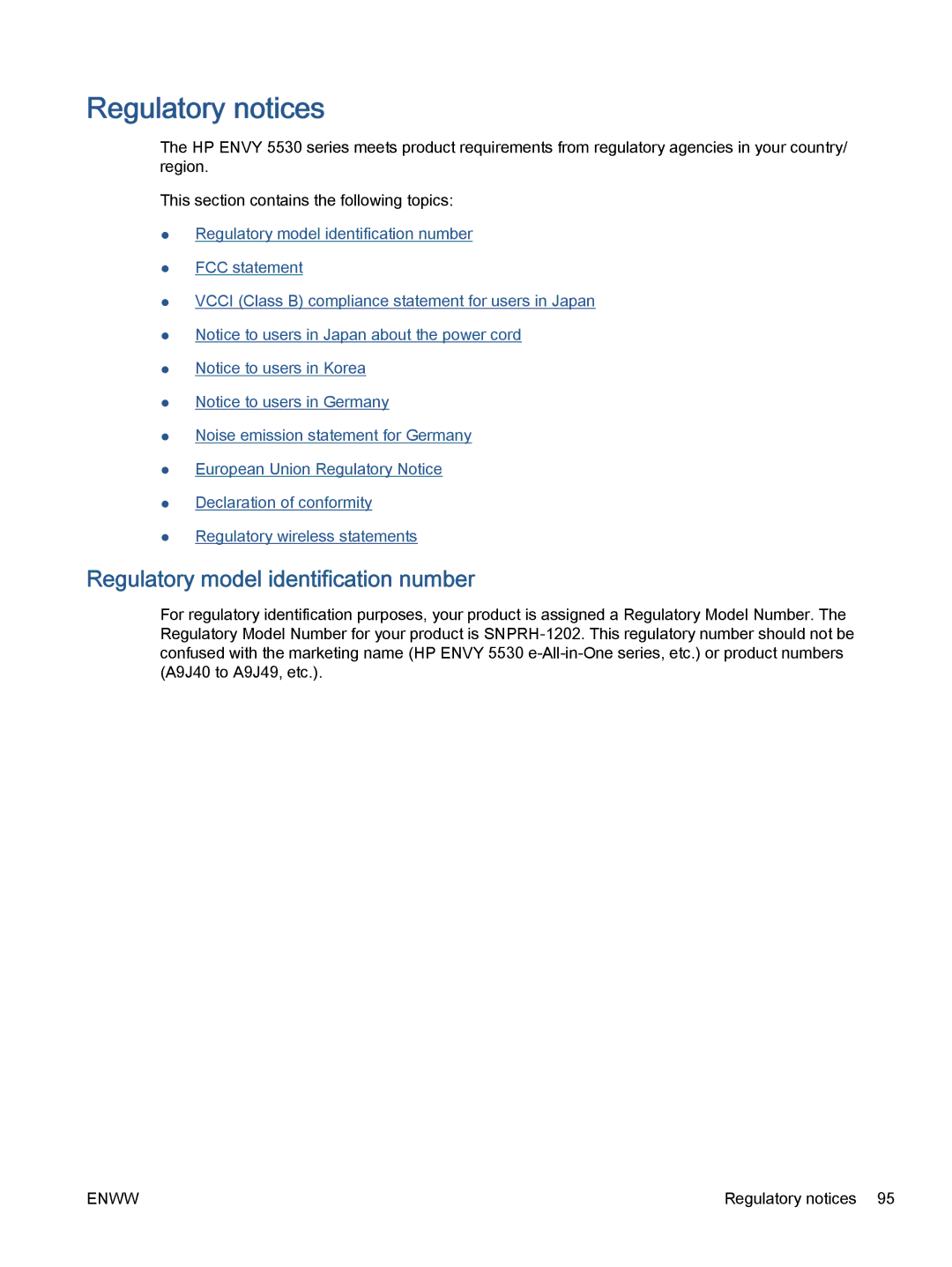 HP 5531, 5532, 5535 manual Regulatory notices, Regulatory model identification number 