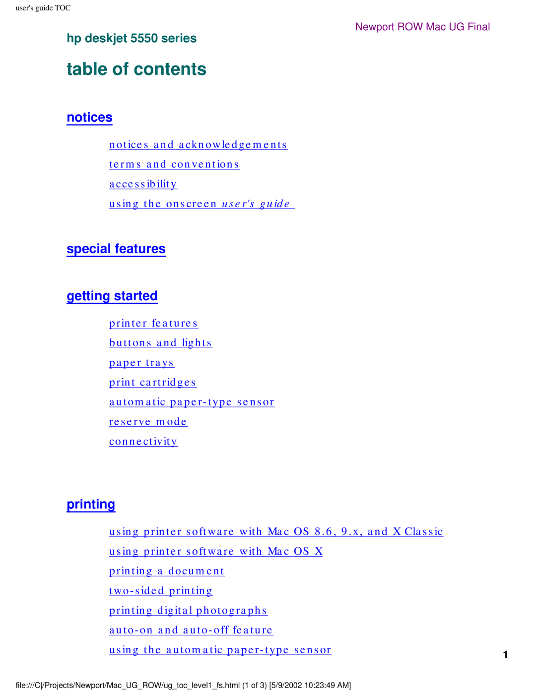 HP 5550 manual Table of contents 