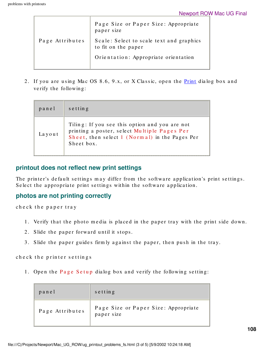 HP 5550 manual Printout does not reflect new print settings, Photos are not printing correctly 