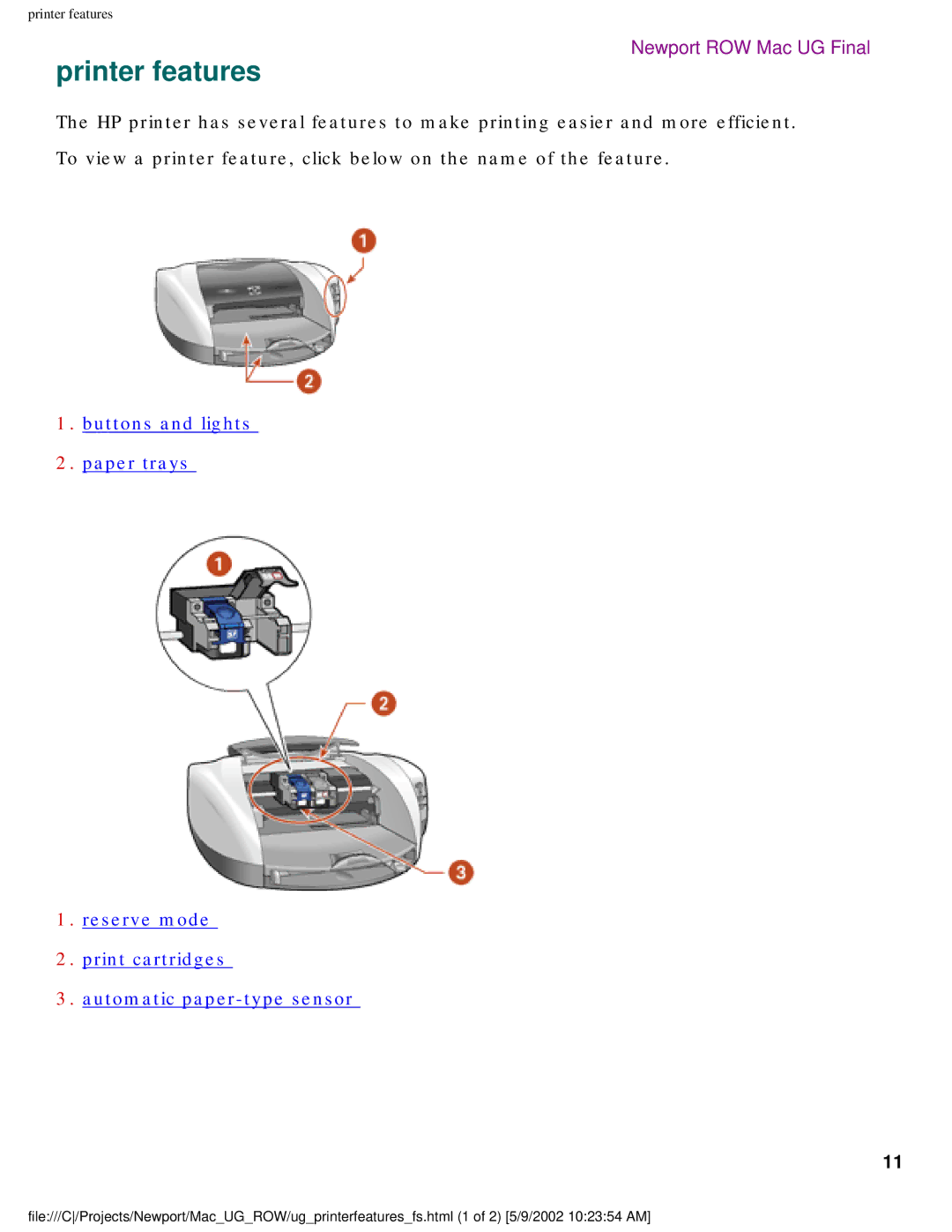 HP 5550 manual Printer features 