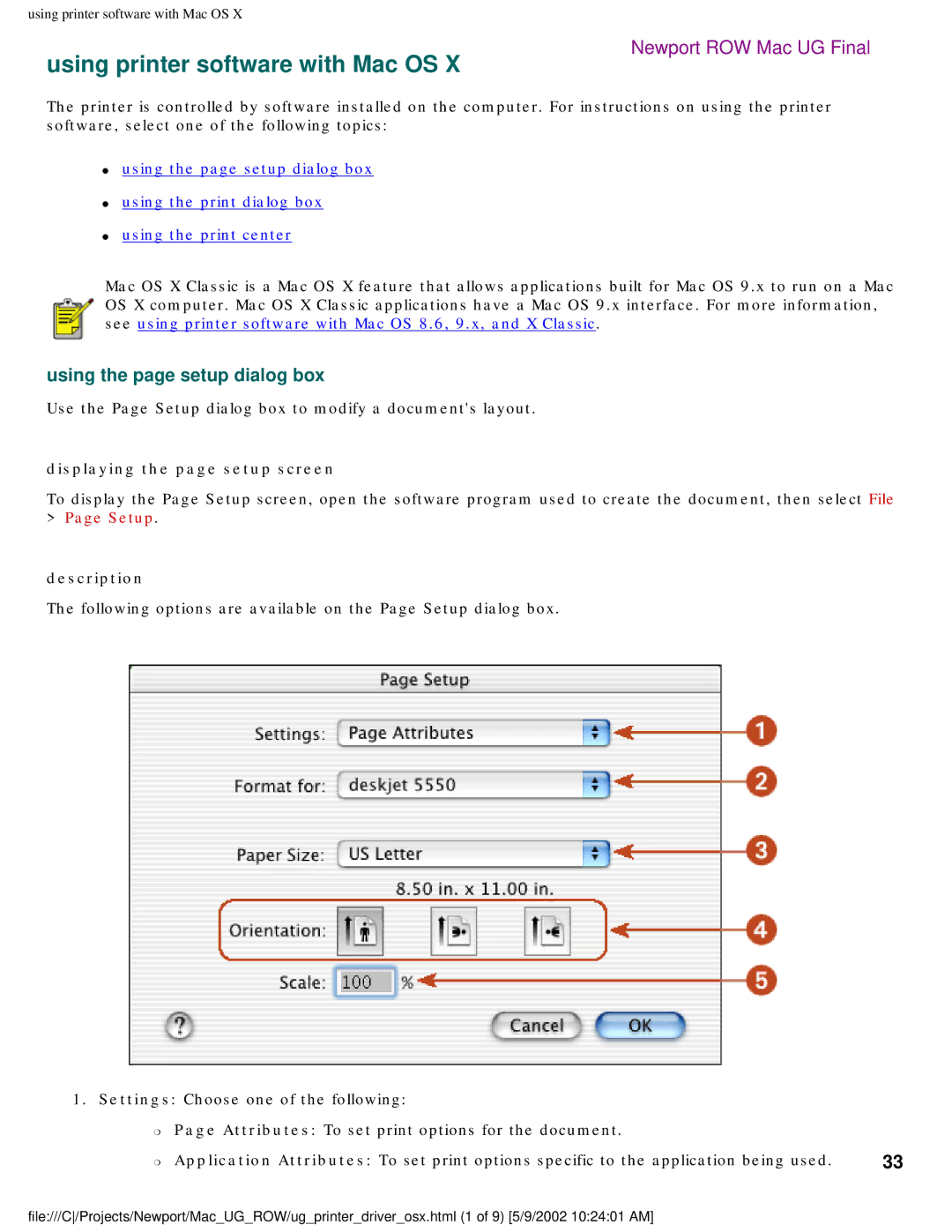 HP 5550 manual Using printer software with Mac OS 