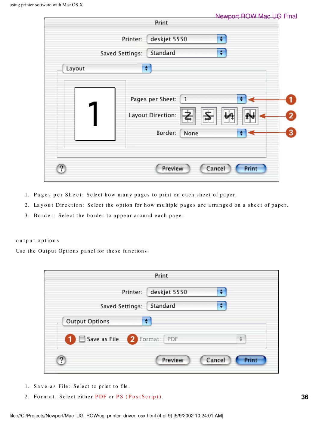 HP 5550 manual Output options 