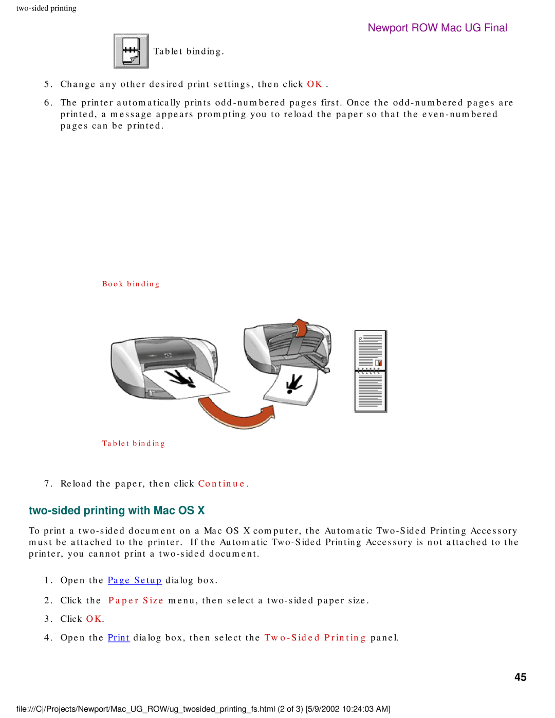 HP 5550 manual Two-sided printing with Mac OS 