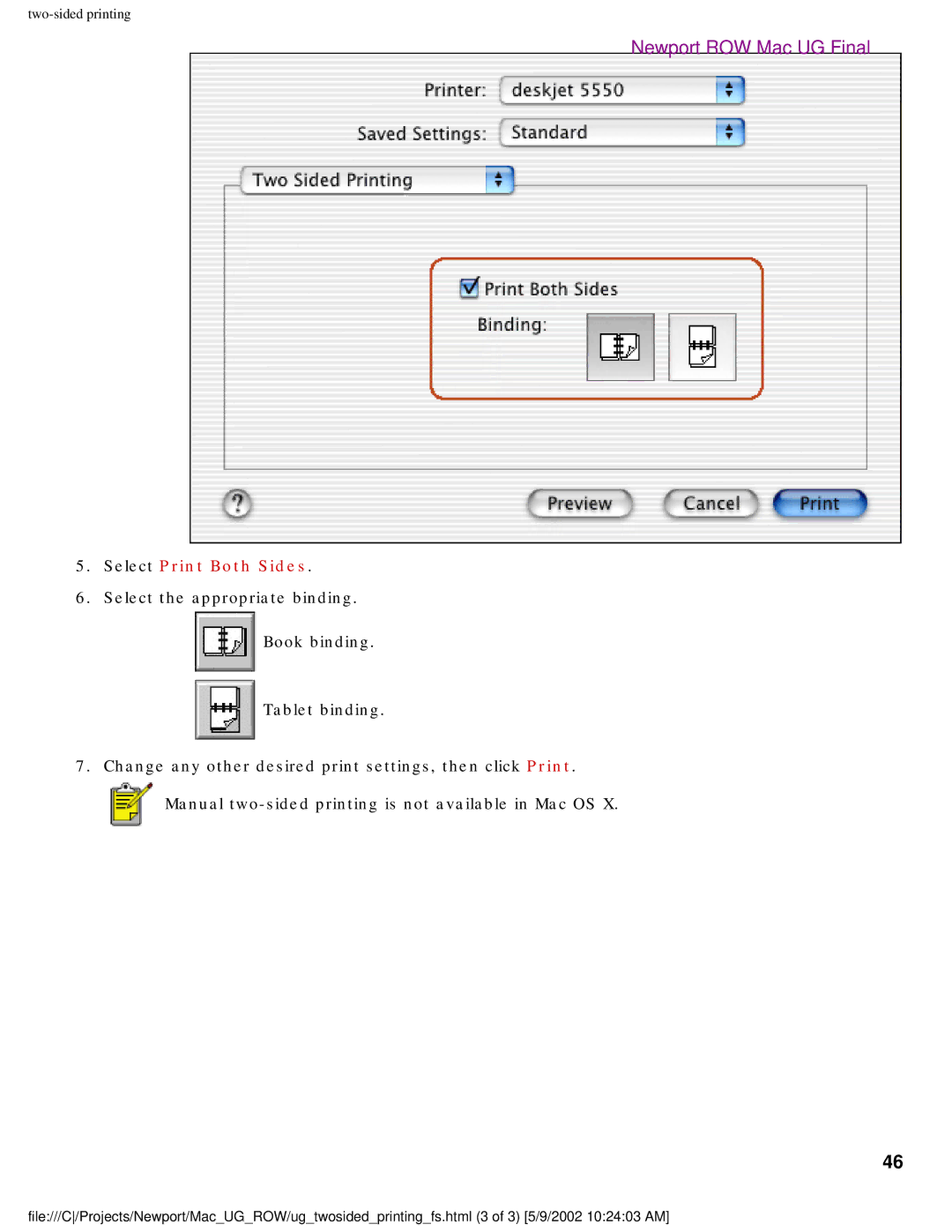 HP 5550 manual Newport ROW Mac UG Final 