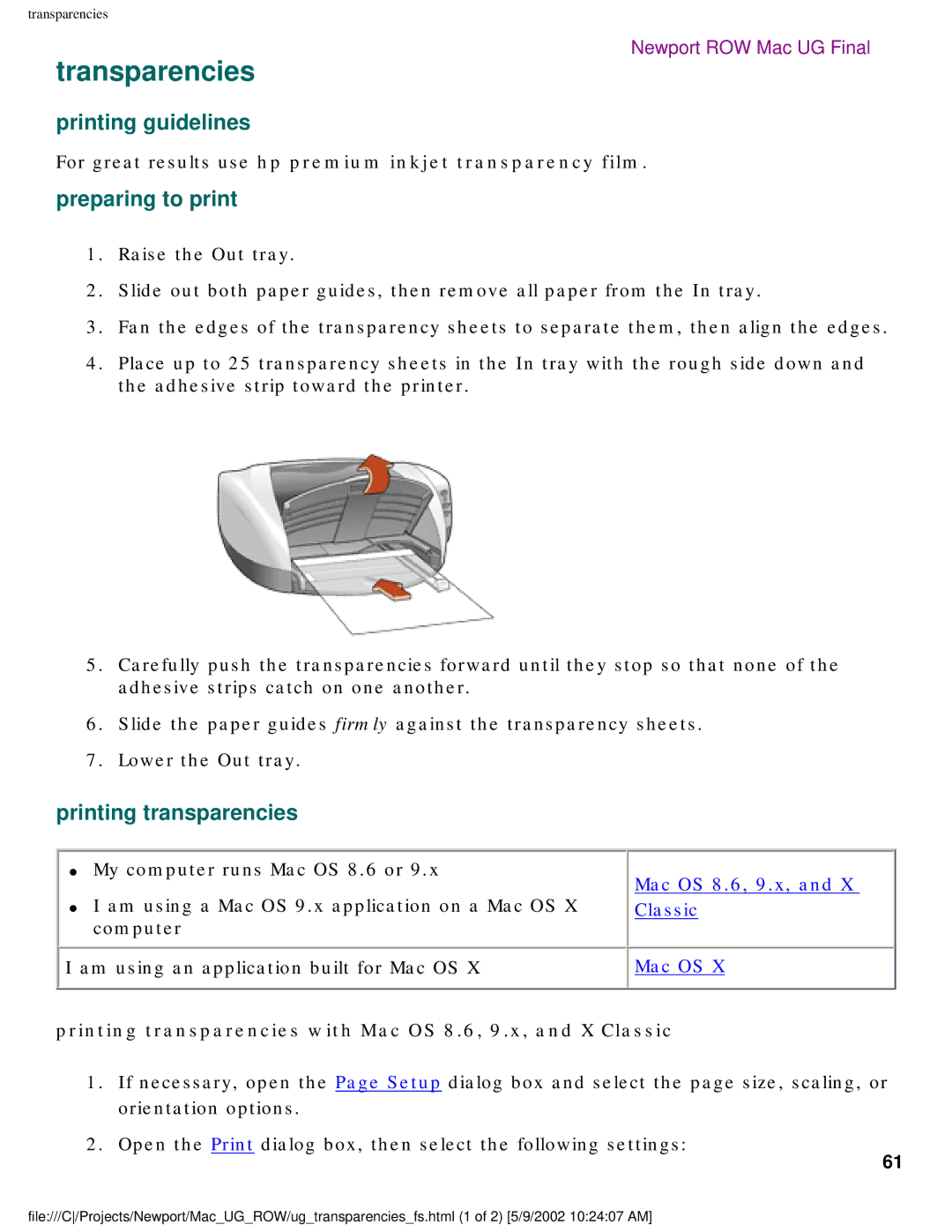 HP 5550 manual Transparencies, Printing transparencies, For great results use hp premium inkjet transparency film 