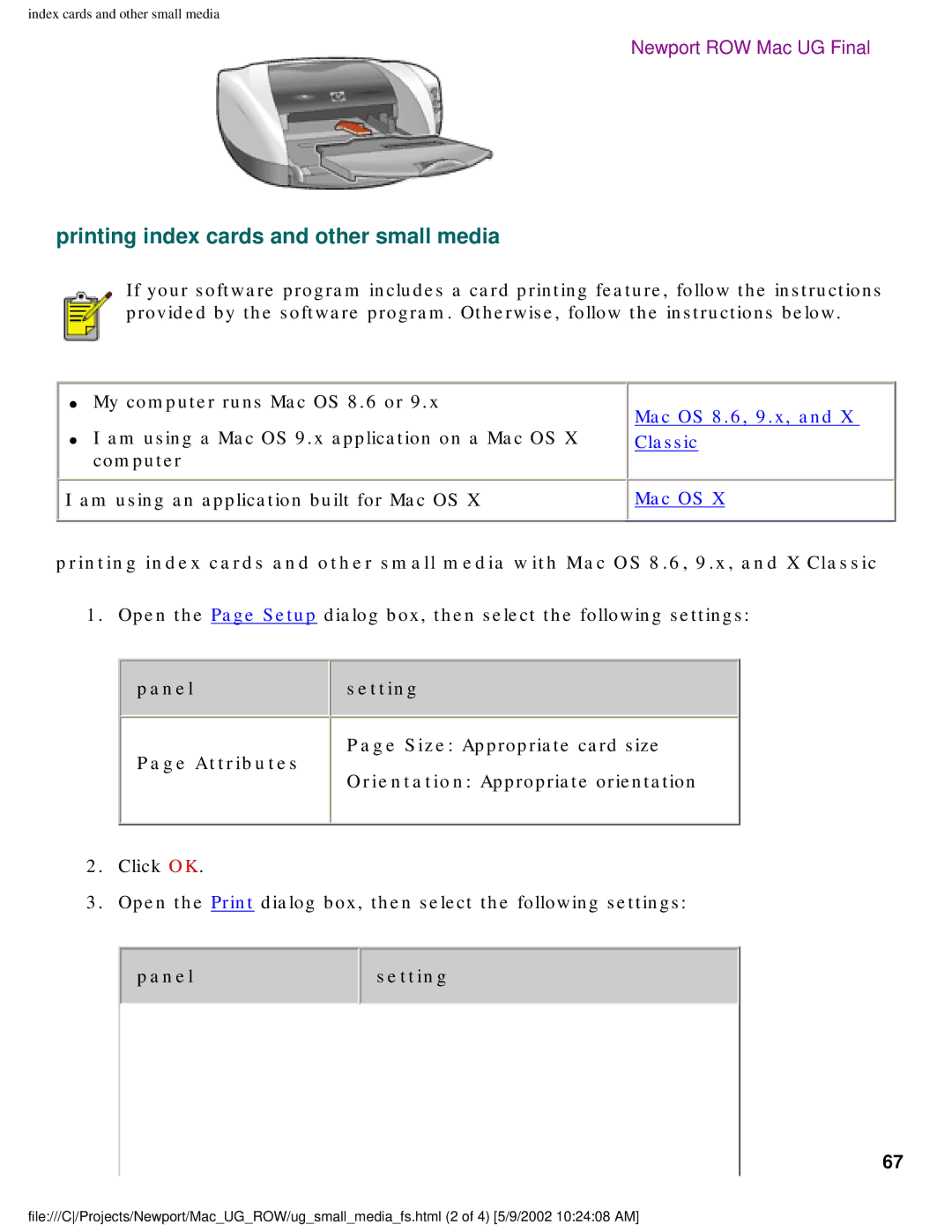 HP 5550 manual Printing index cards and other small media, Panelsetting Attributes 