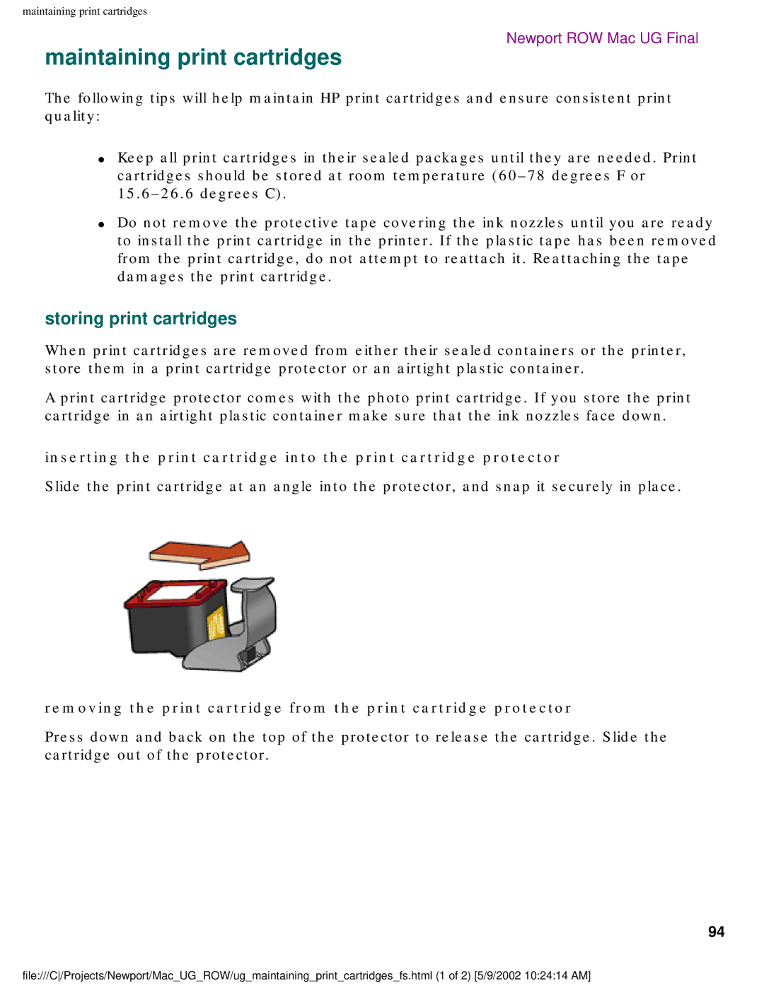 HP 5550 manual Maintaining print cartridges, Storing print cartridges 