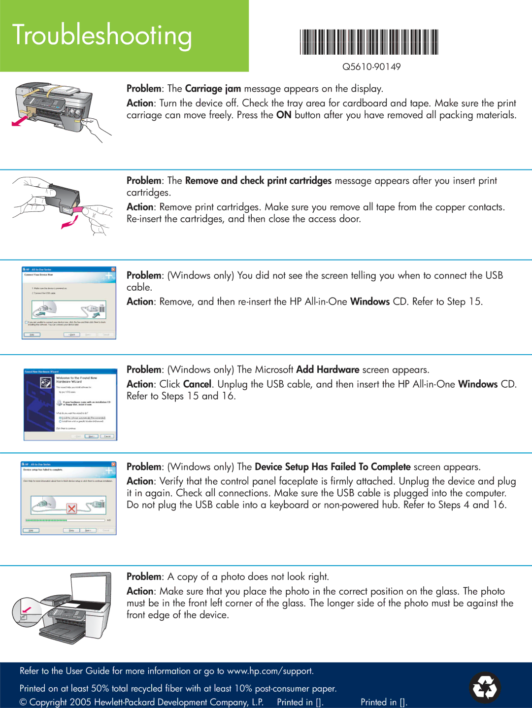 HP 5600 manual Troubleshooting 