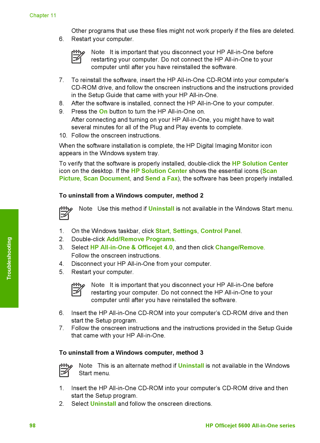 HP 5610v, 5610xi, 5605 manual On the Windows taskbar, click Start, Settings, Control Panel 