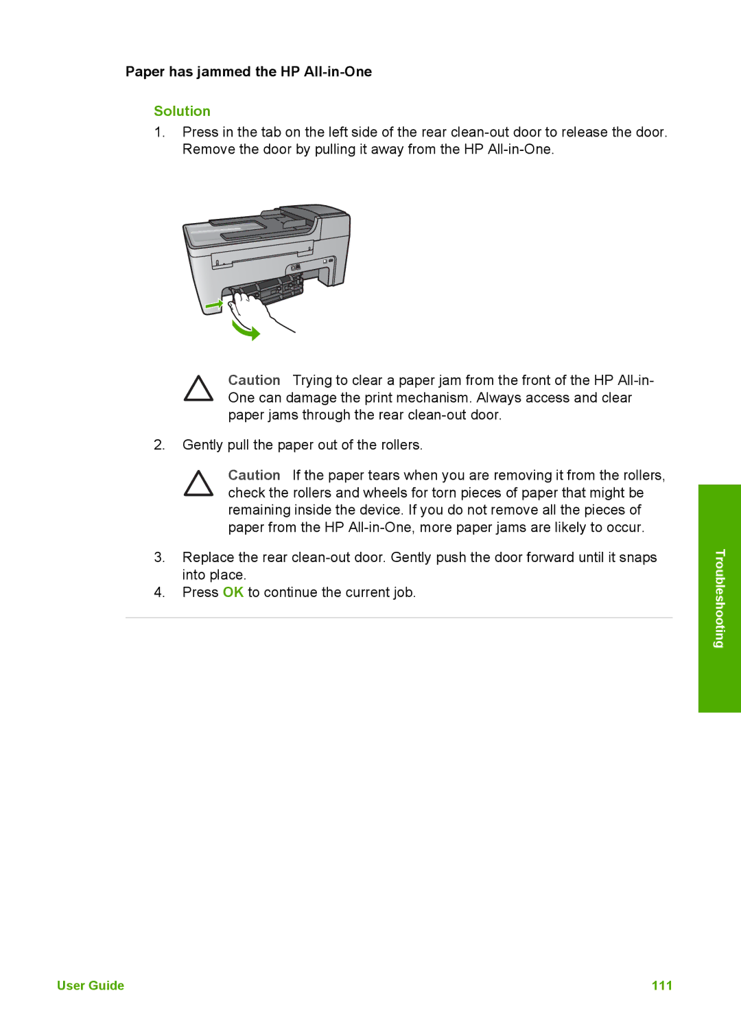 HP 5610xi, 5610v, 5605 manual Paper has jammed the HP All-in-One 