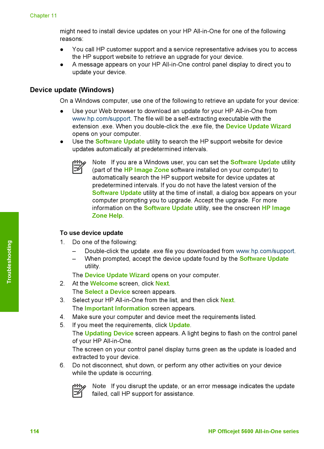 HP 5610v, 5610xi, 5605 manual Device update Windows, To use device update 