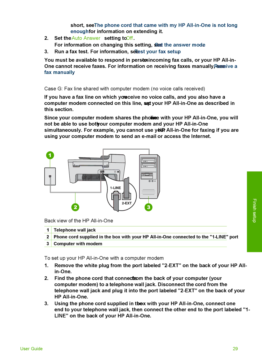 HP 5610v, 5610xi, 5605 manual To set up your HP All-in-One with a computer modem 