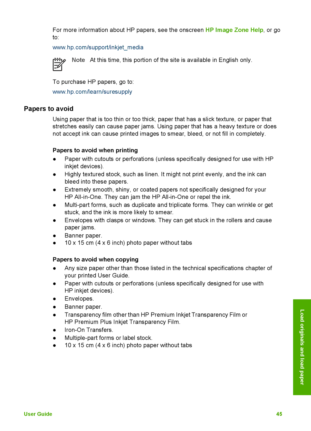 HP 5610v, 5610xi, 5605 manual Papers to avoid when printing, Papers to avoid when copying 