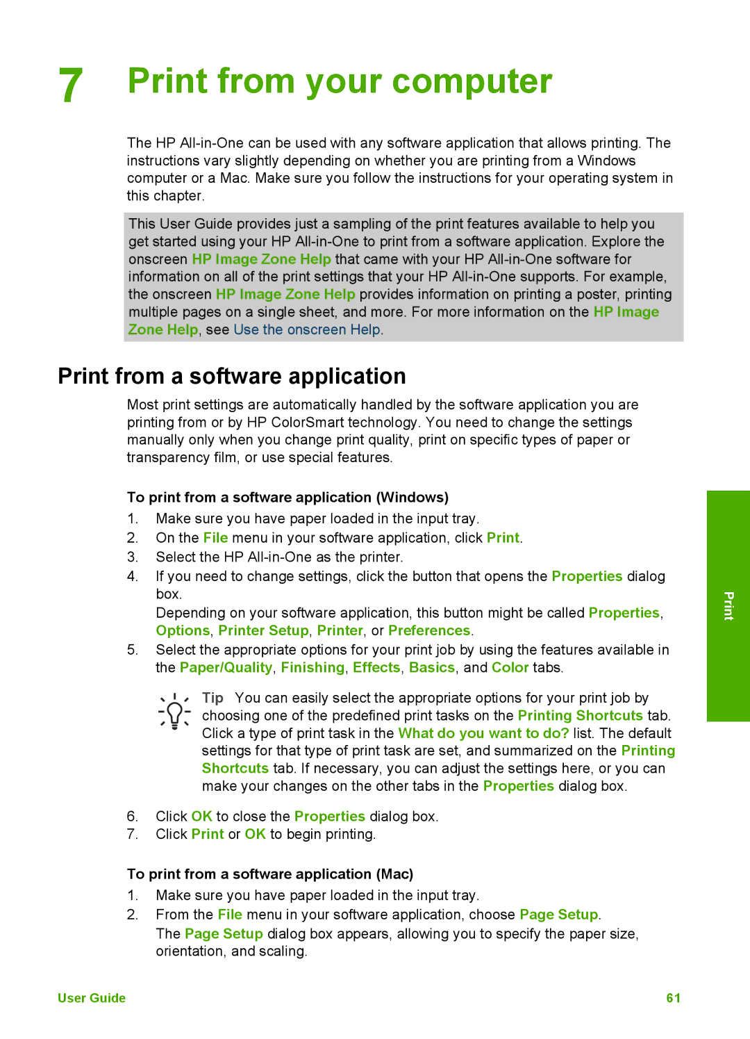 HP 5610v, 5610xi Print from your computer, Print from a software application, To print from a software application Windows 