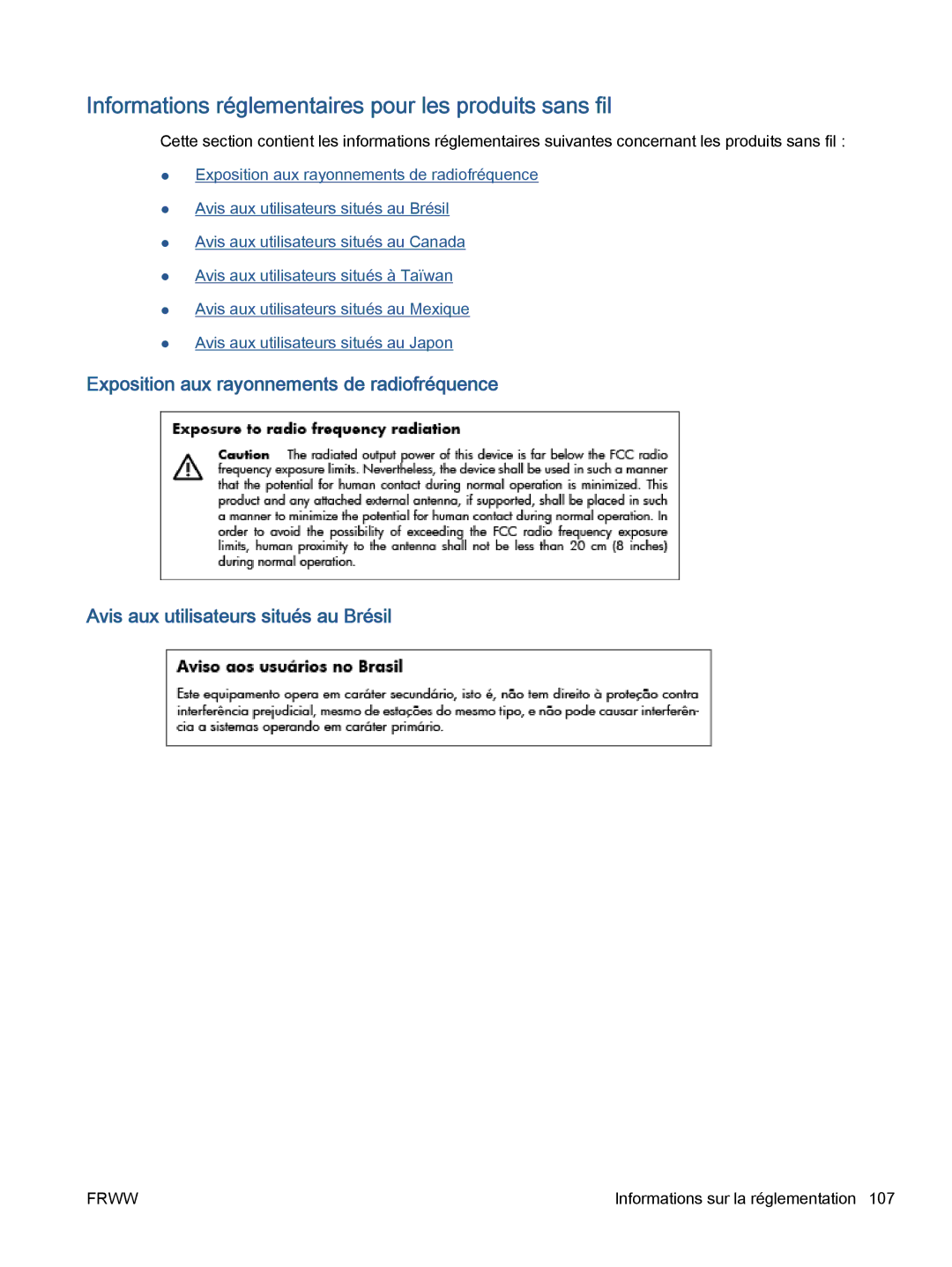 HP 5643 manual Informations réglementaires pour les produits sans fil 