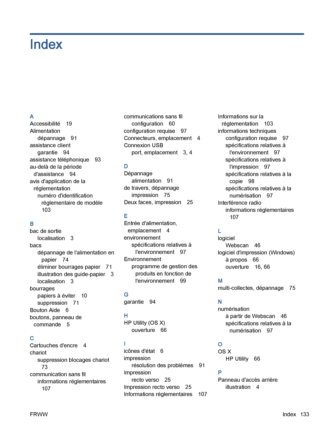 HP 5643 manual Index, Logiciel, Numérisation 