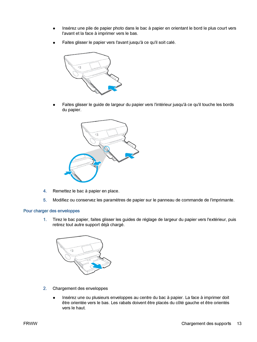 HP 5643 manual Pour charger des enveloppes 