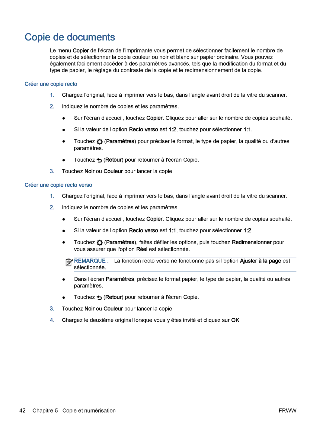 HP 5643 manual Copie de documents, Créer une copie recto verso 