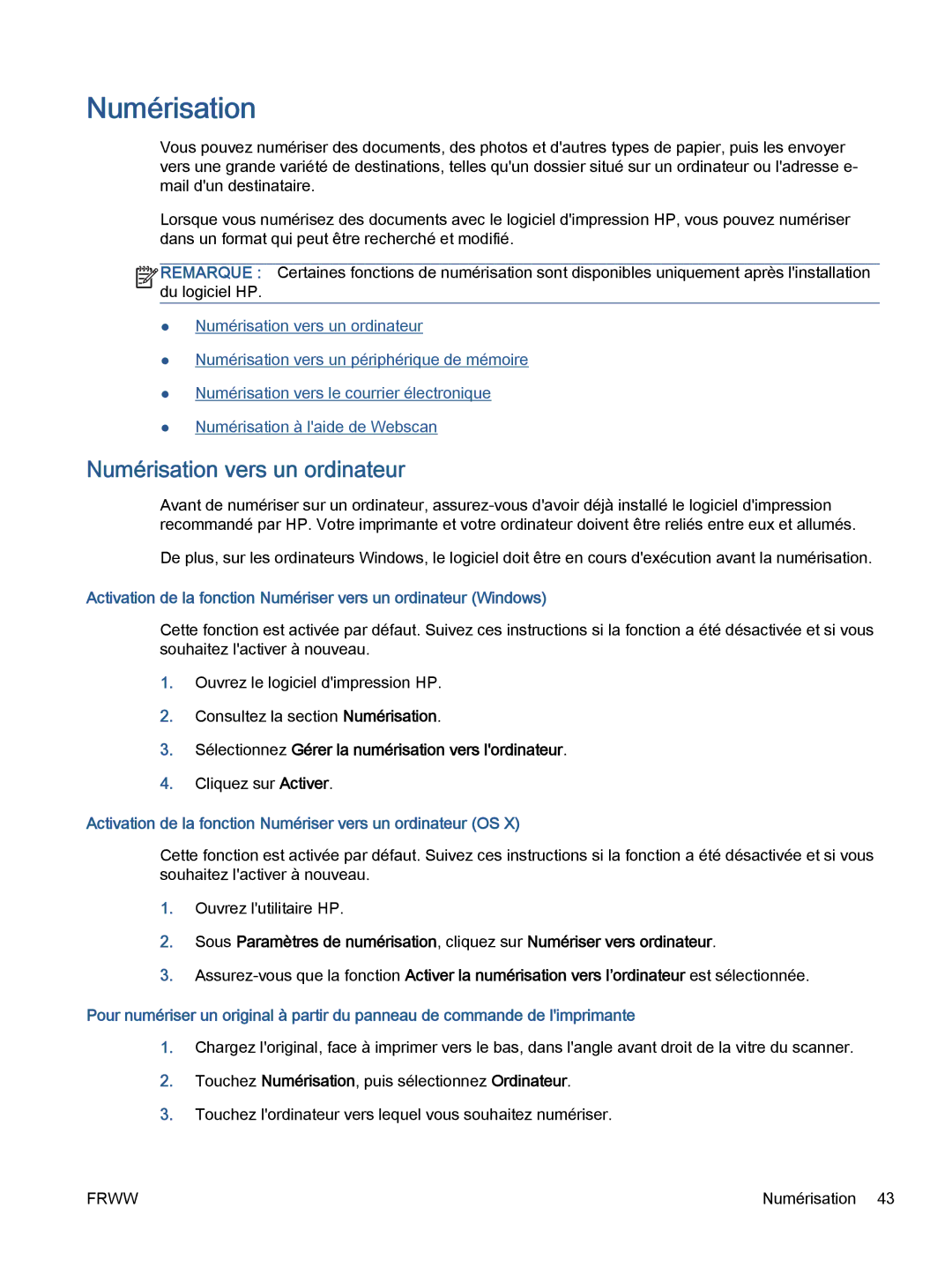 HP 5643 manual Numérisation vers un ordinateur, Sélectionnez Gérer la numérisation vers lordinateur 