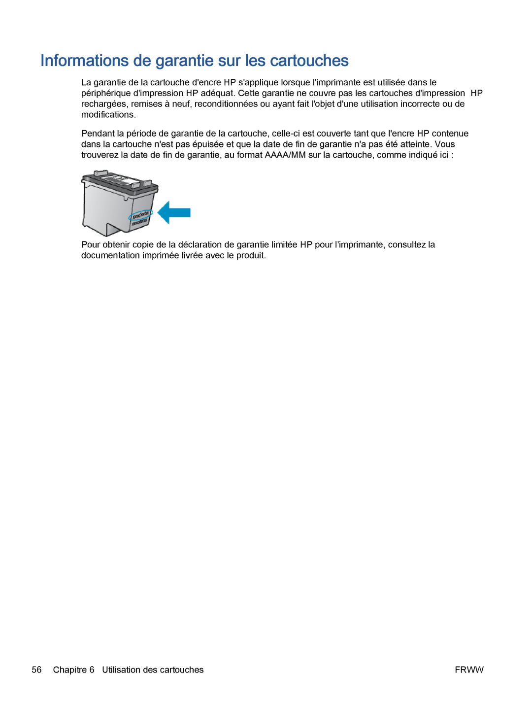 HP 5643 manual Informations de garantie sur les cartouches 