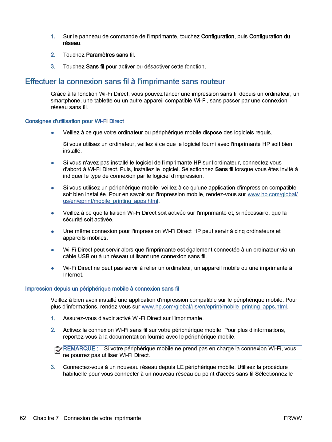 HP 5643 manual Effectuer la connexion sans fil à limprimante sans routeur, Touchez Paramètres sans fil 