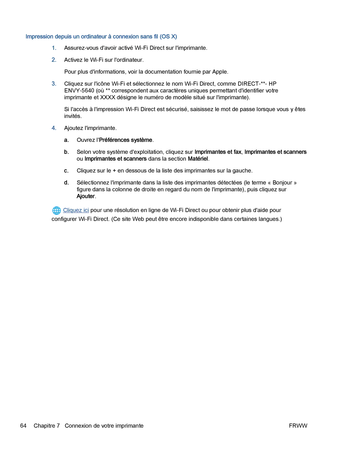 HP 5643 manual Impression depuis un ordinateur à connexion sans fil OS, Ouvrez lPréférences système 