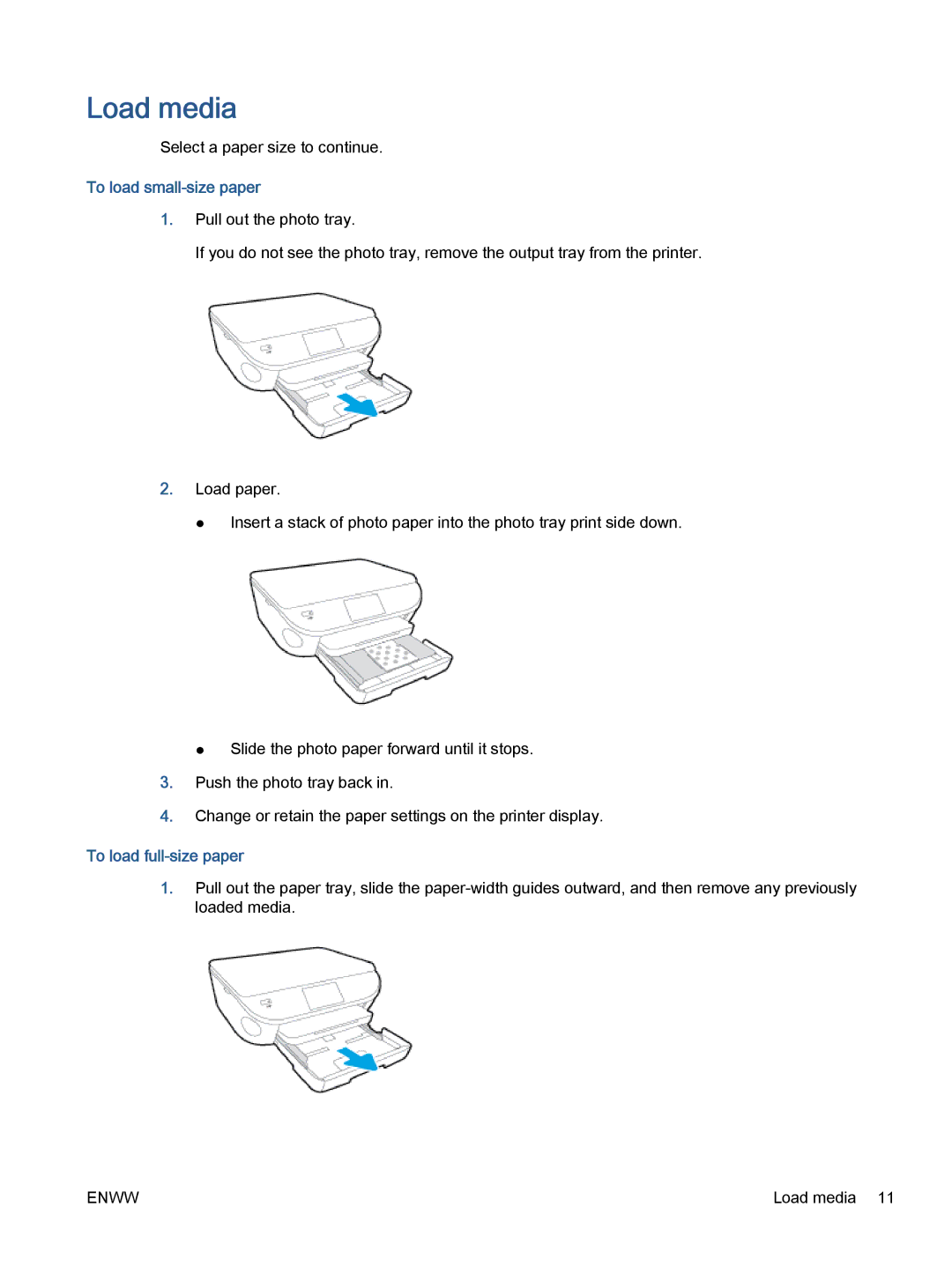 HP 5665, 5660 manual Load media, To load small-size paper, To load full-size paper 