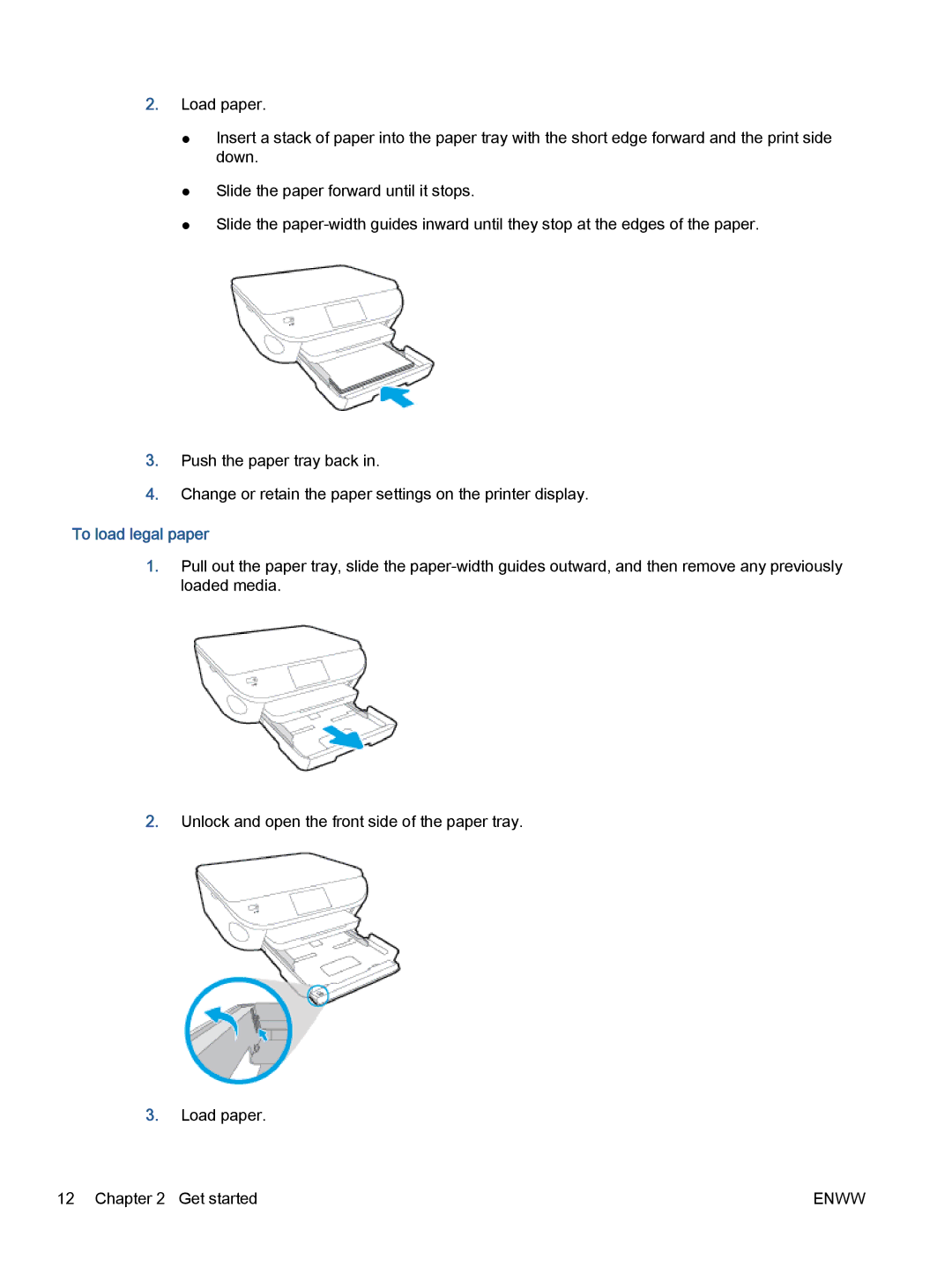 HP 5660, 5665 manual To load legal paper 