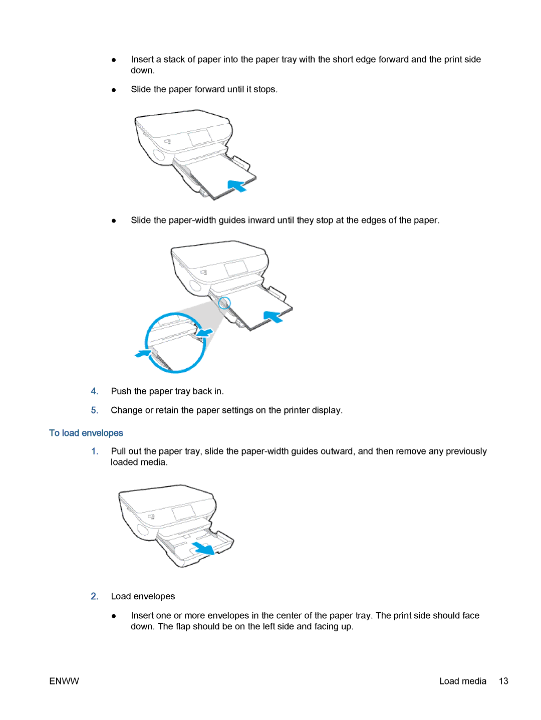 HP 5665, 5660 manual To load envelopes 