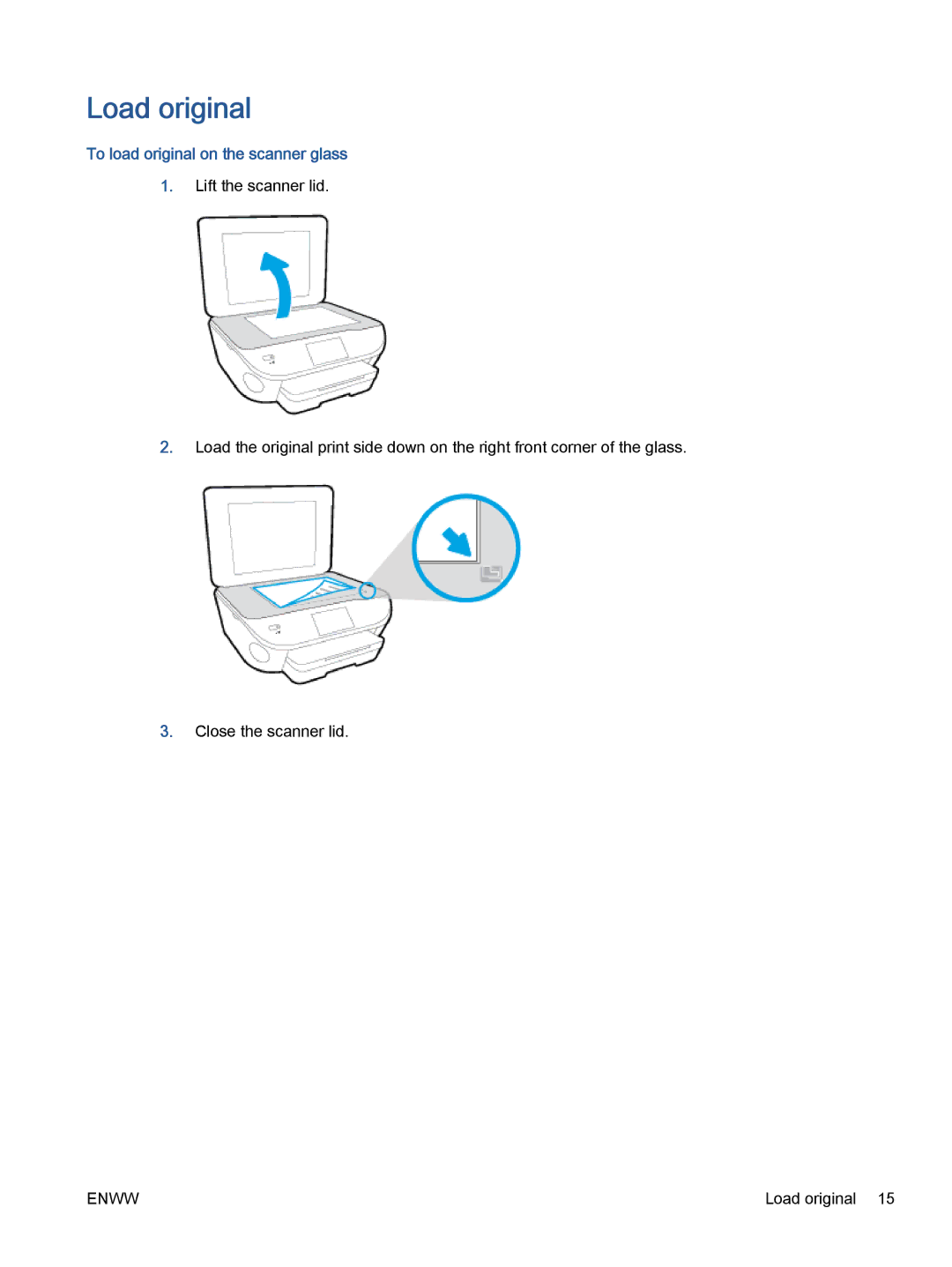 HP 5665, 5660 manual Load original, To load original on the scanner glass 