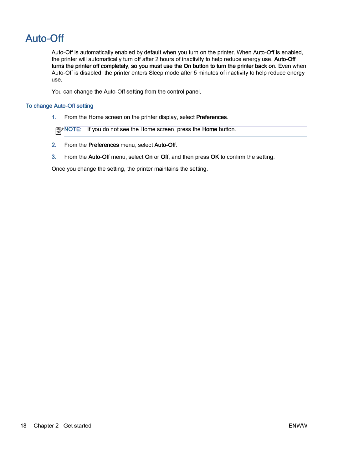 HP 5660, 5665 manual To change Auto-Off setting 