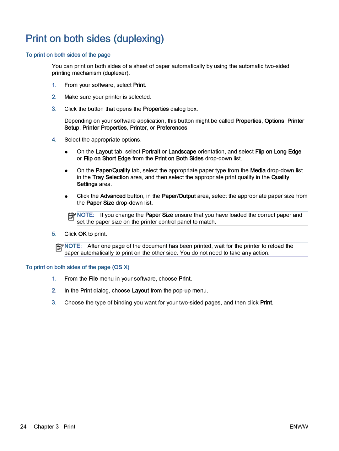 HP 5660, 5665 manual Print on both sides duplexing, To print on both sides of the page OS 