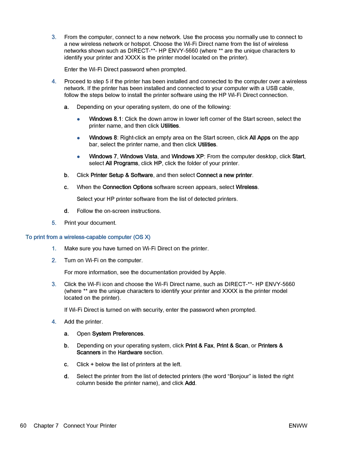 HP 5660, 5665 manual To print from a wireless-capable computer OS, Open System Preferences 