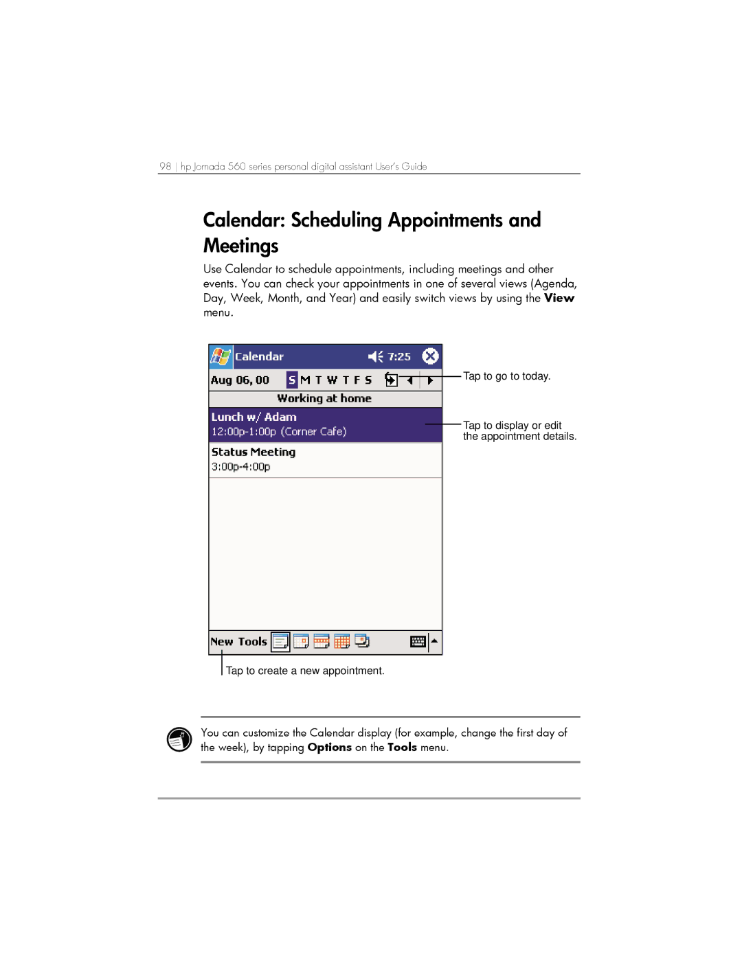 HP 568, 567, 564 manual Calendar Scheduling Appointments and Meetings 