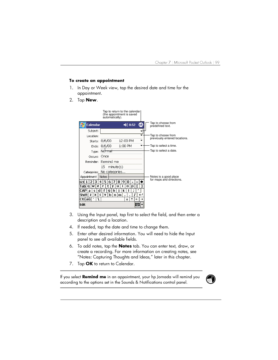 HP 567, 568, 564 manual Tap OK to return to Calendar 