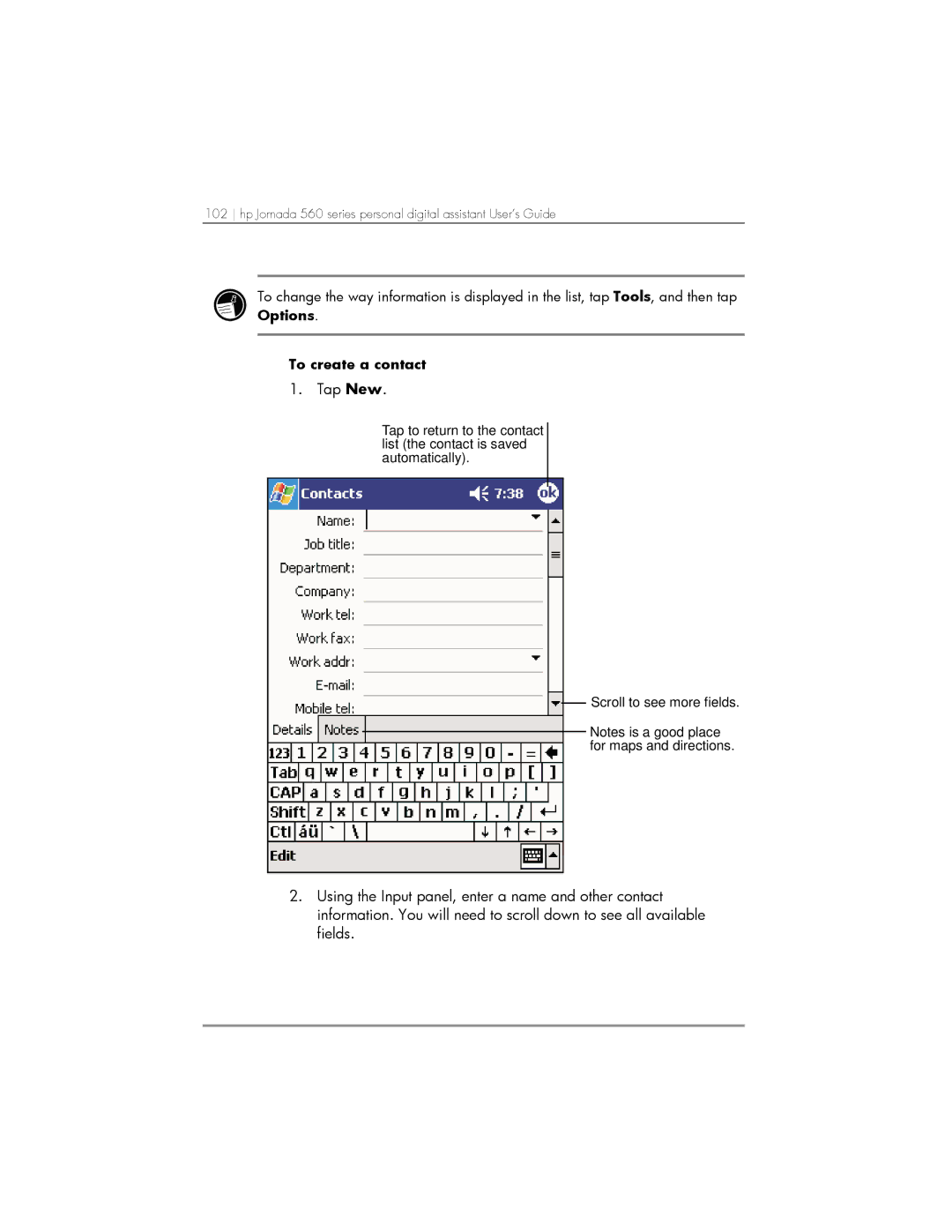 HP 567, 568, 564 manual To create a contact 