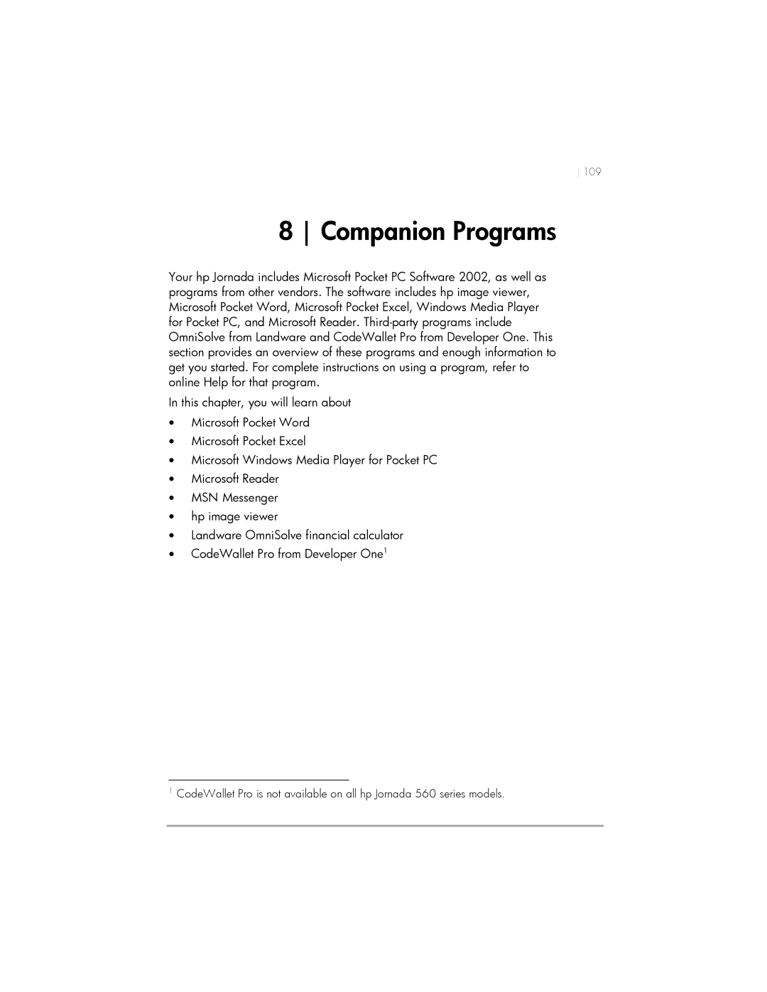 HP 564, 568, 567 manual Companion Programs 