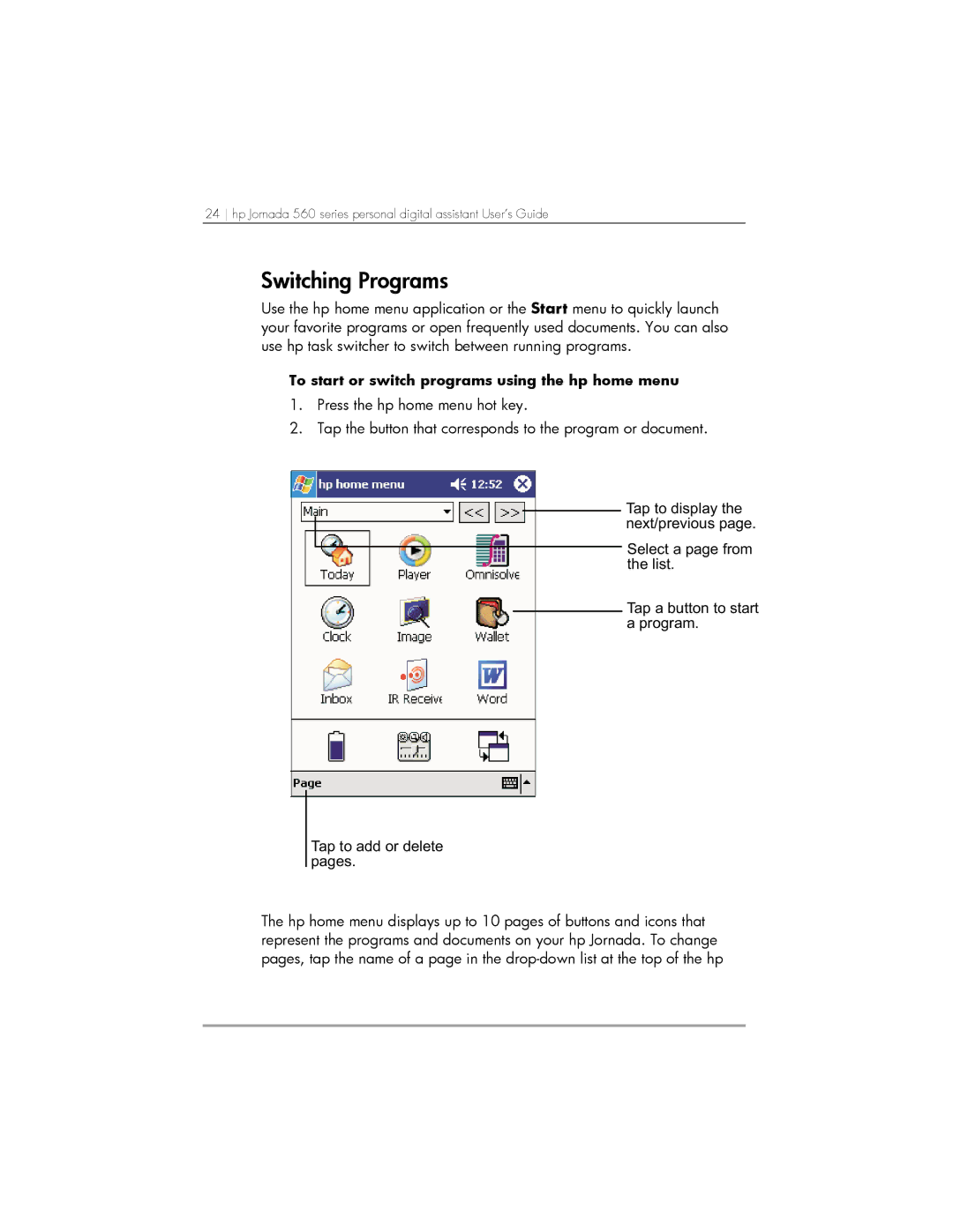 HP 567, 568, 564 manual Switching Programs 