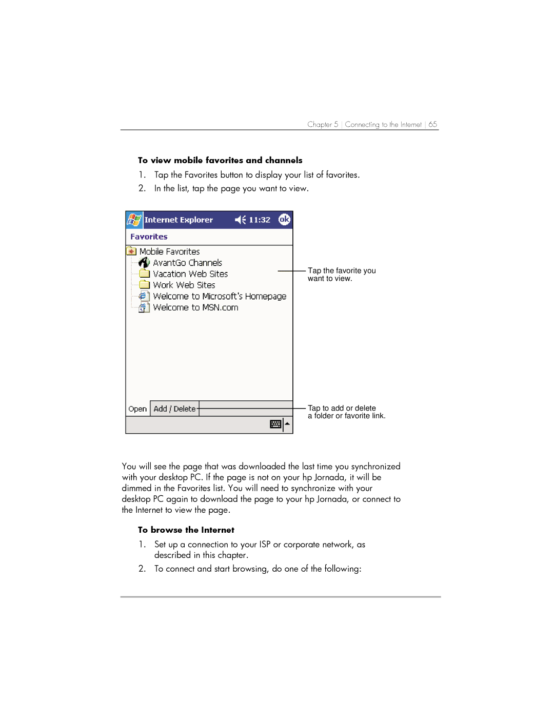 HP 568, 567, 564 manual To view mobile favorites and channels 