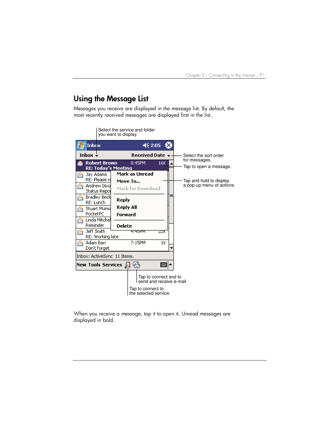 HP 568, 567, 564 manual Using the Message List 