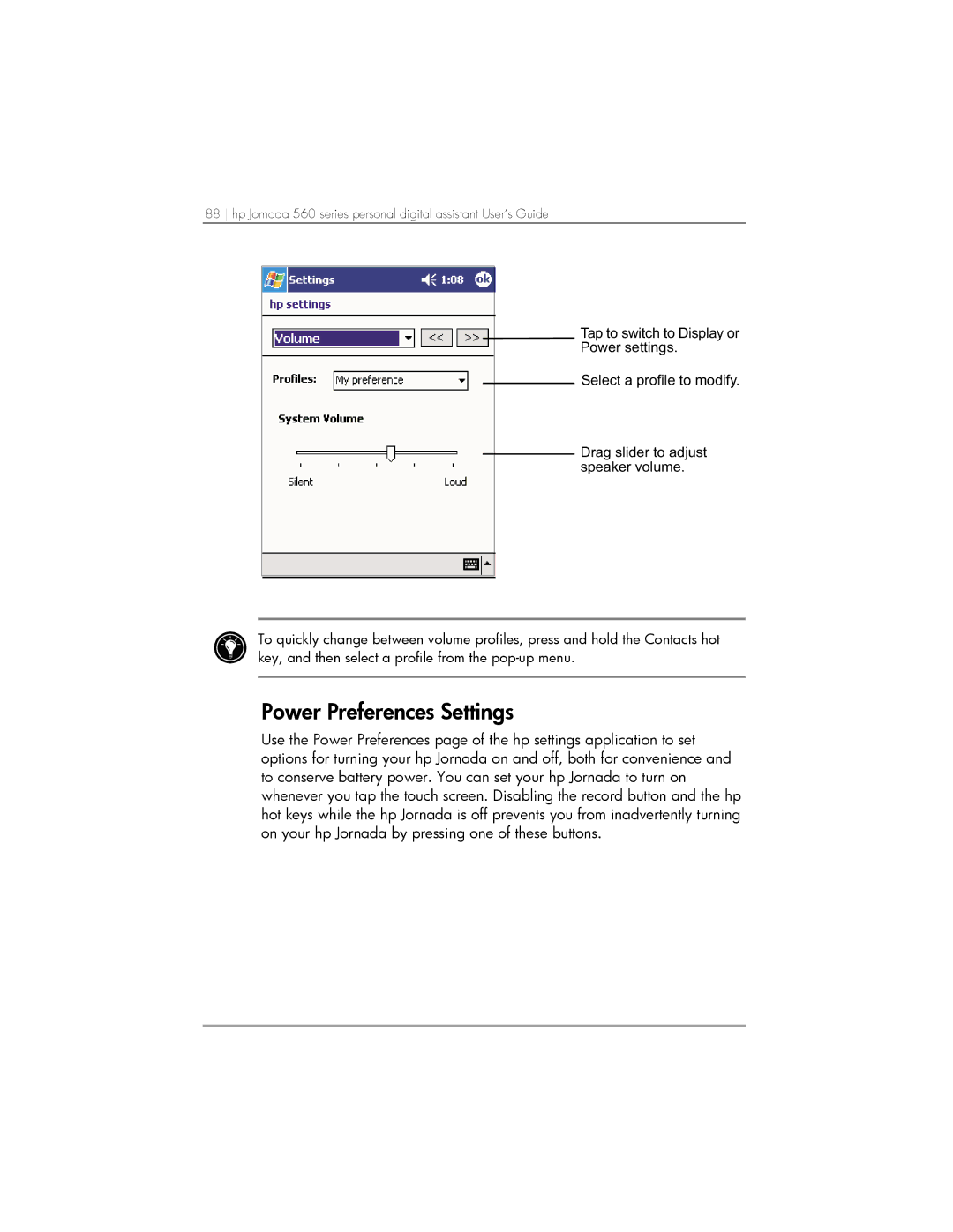 HP 564, 568, 567 manual Power Preferences Settings 