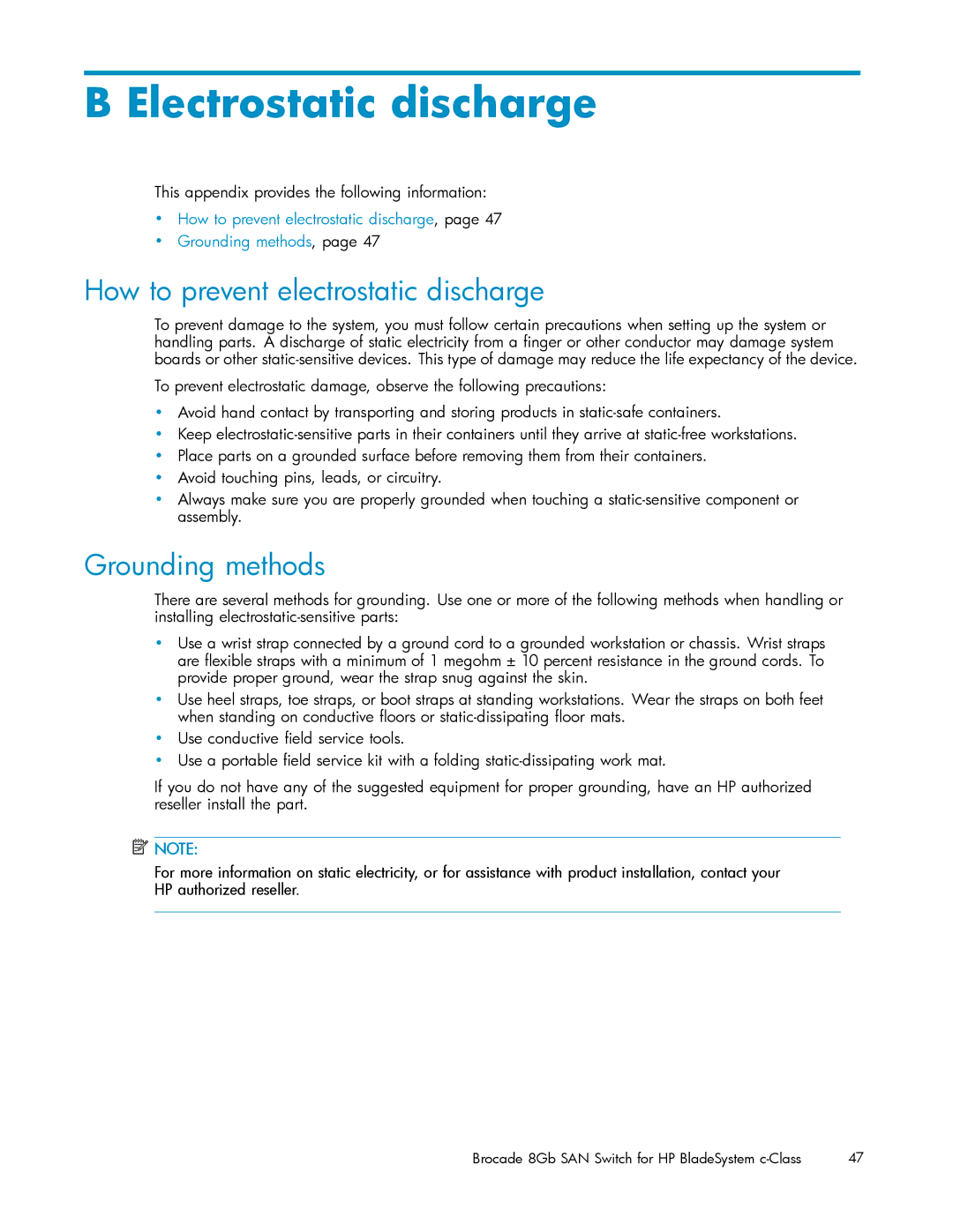 HP 5697-7483 manual Electrostatic discharge, How to prevent electrostatic discharge, Grounding methods 