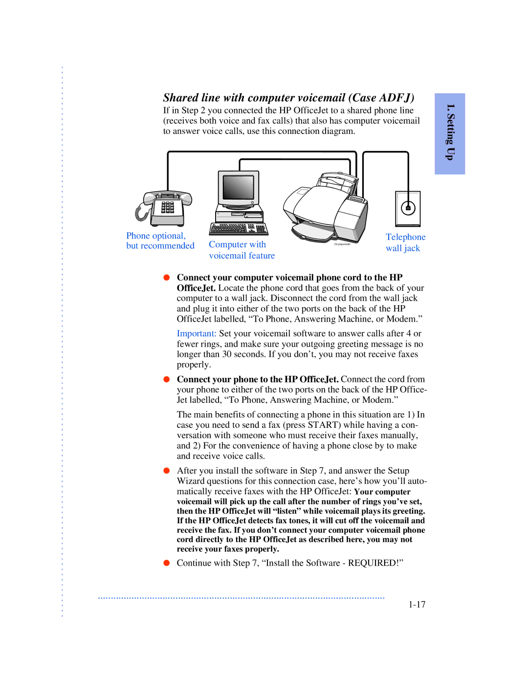 HP 590, 570, 520 manual Shared line with computer voicemail Case Adfj 