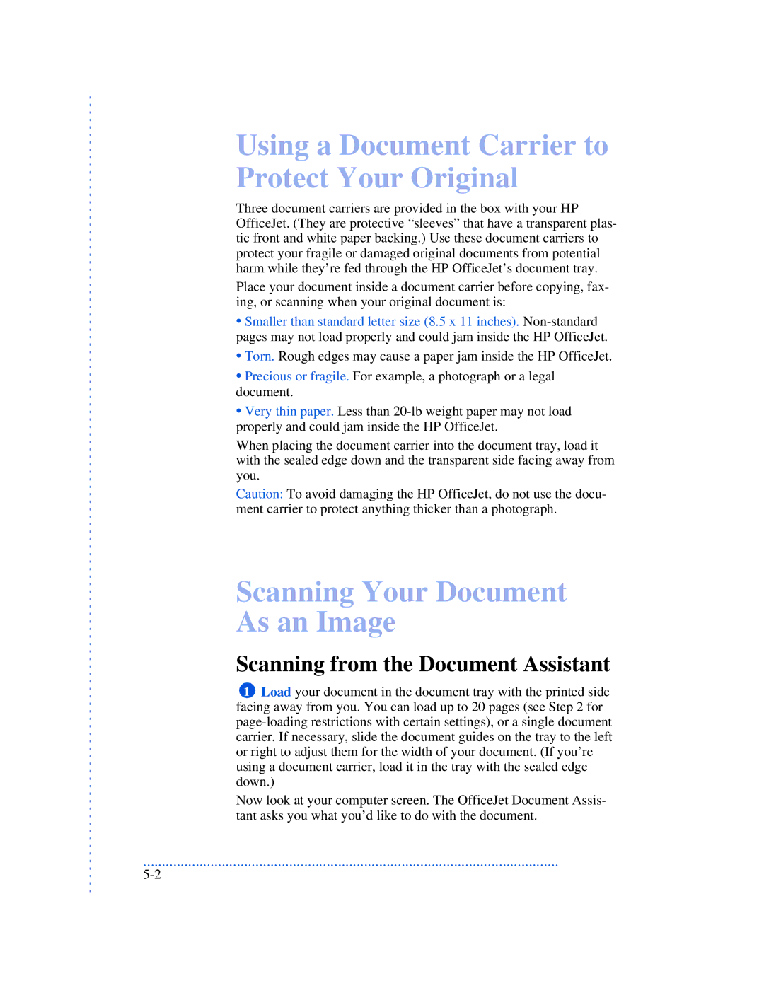 HP 520, 570, 590 manual Scanning Your Document As an Image, Scanning from the Document Assistant 