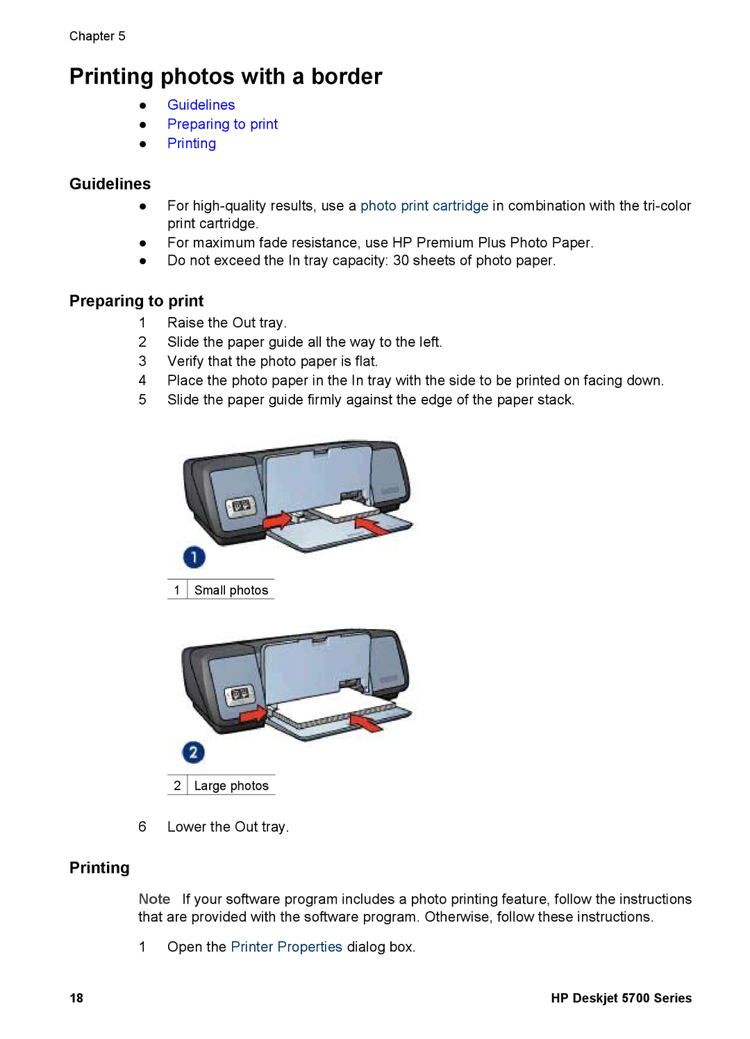 HP 5700 manual Printing photos with a border 