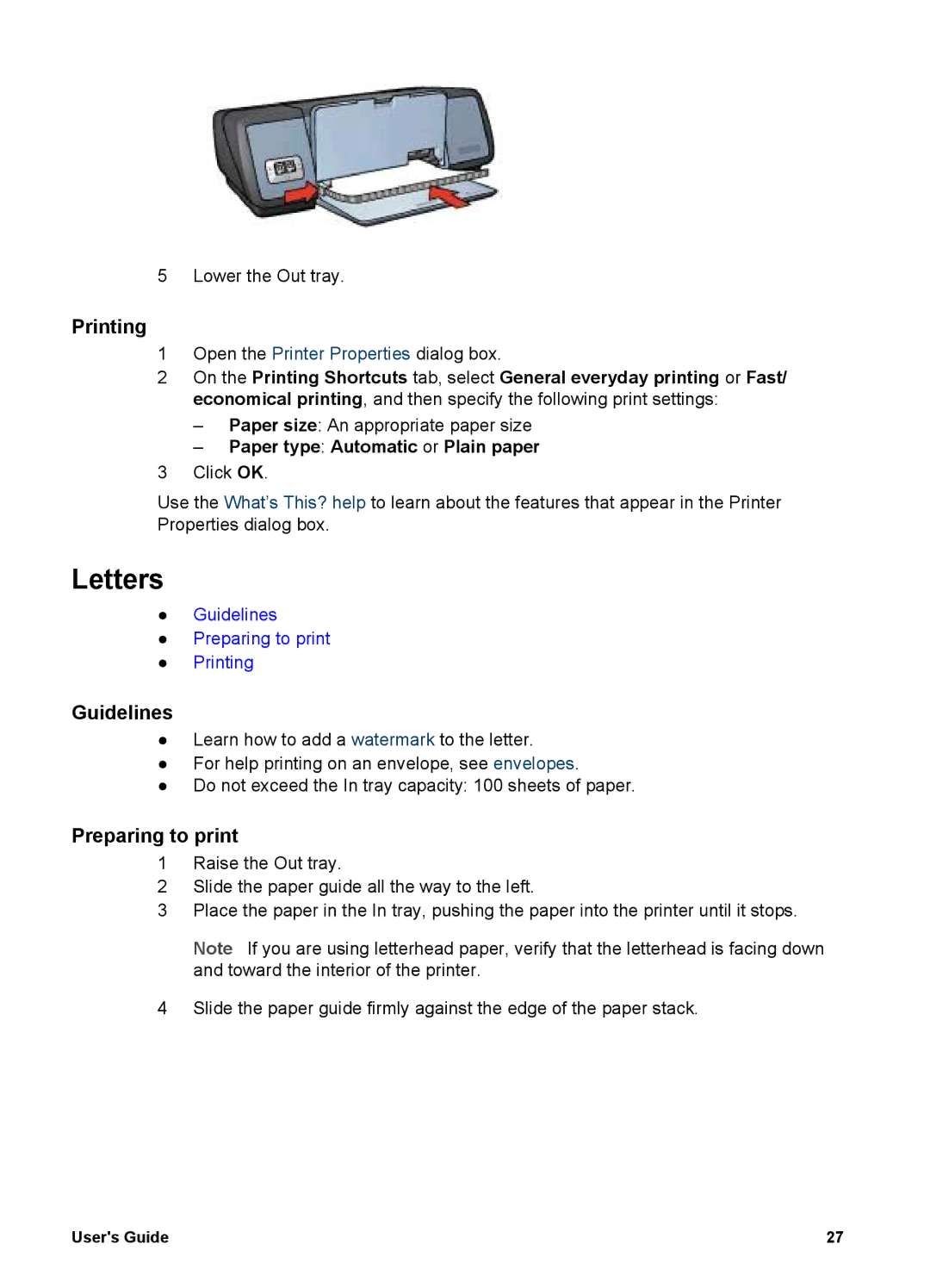 HP 5700 manual Letters, Paper type Automatic or Plain paper 