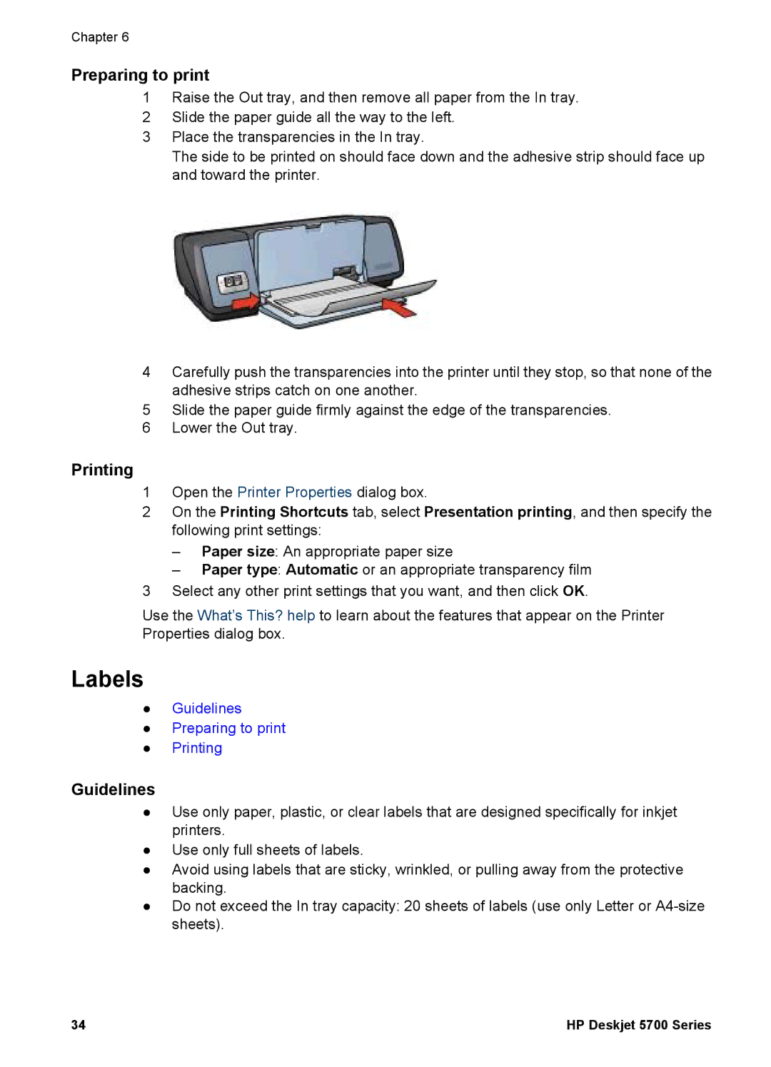 HP 5700 manual Labels 