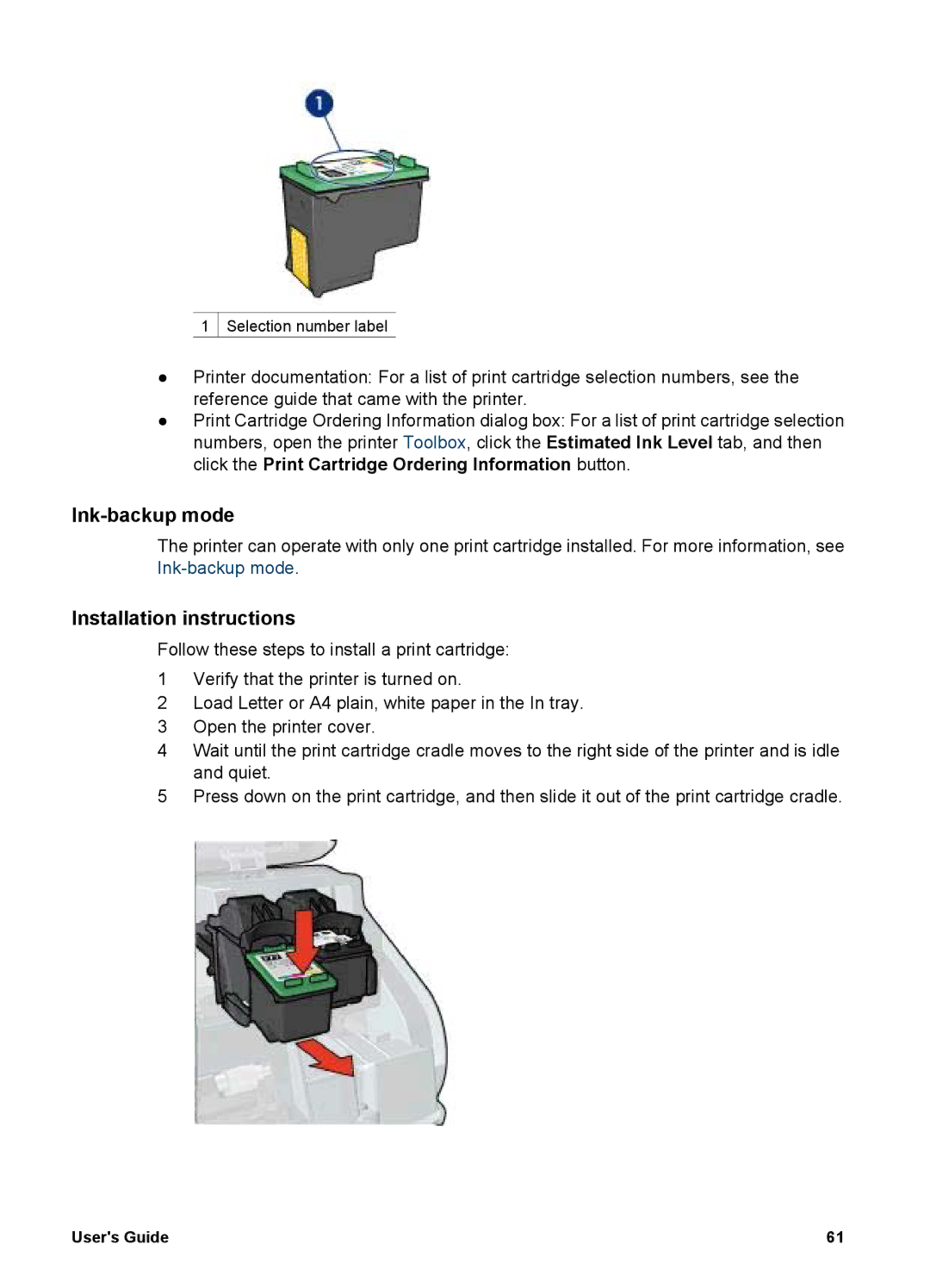 HP 5700 manual Ink-backup mode, Installation instructions 