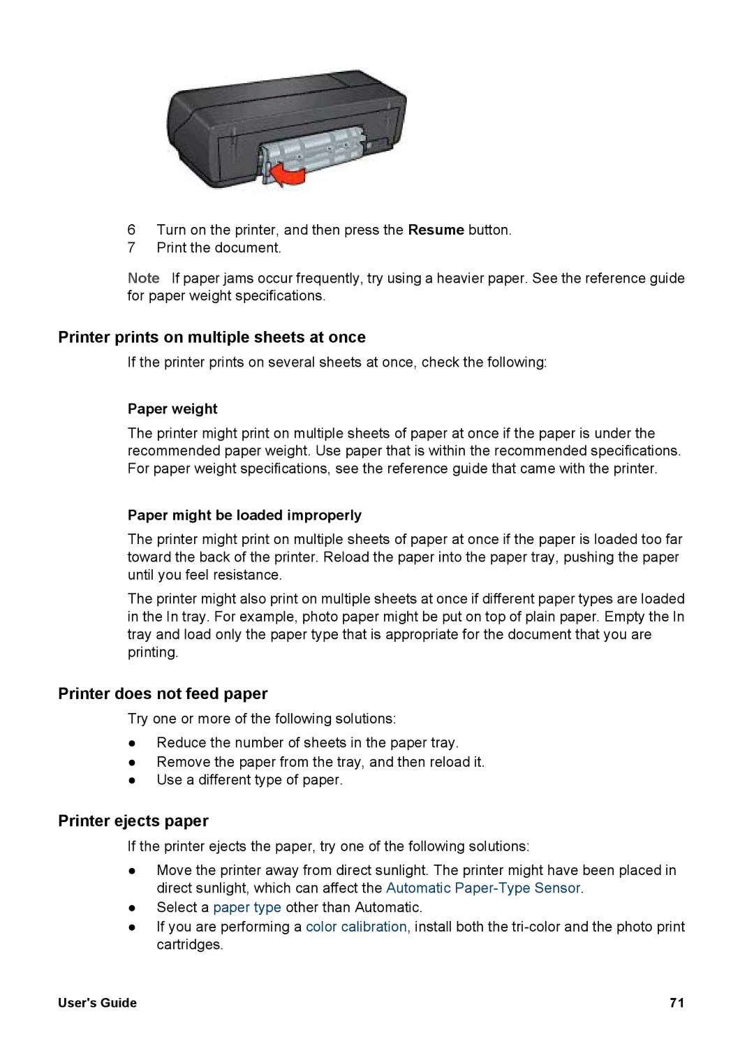 HP 5700 manual Printer prints on multiple sheets at once, Printer does not feed paper, Printer ejects paper, Paper weight 