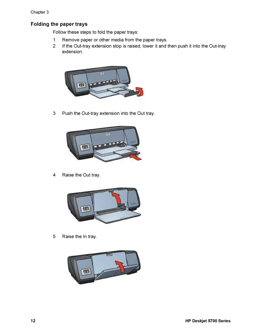 HP 5740 - Color Inkjet manual Folding the paper trays 